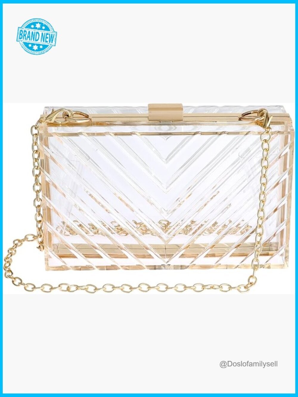 Clear Acrylic Clutch Purse Stadium Approved Box Handbag Evening Crossbody Chain